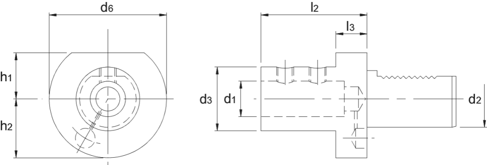 VDI-houder DIN 69880, uitvoering E1, voor volboren