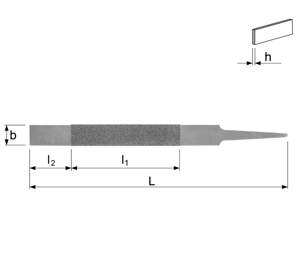 Hart-Chrom Diamantfeile, flach