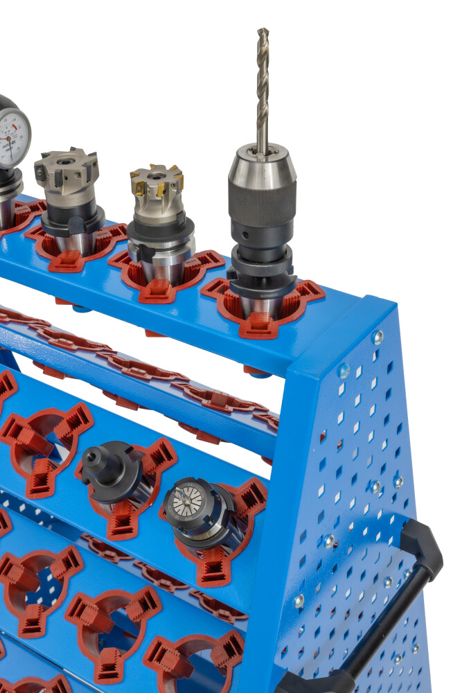 Chariot d'atelier avec 55 porte-outils CNC universels