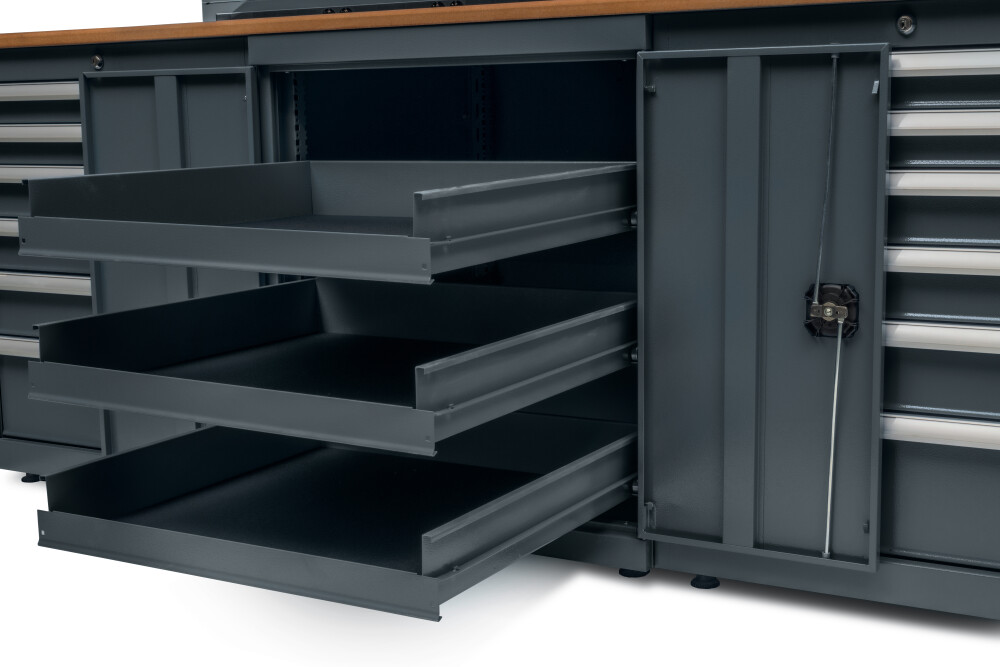 Werkbank mit 12 Schubladen und MDF-Arbeitsplatte
