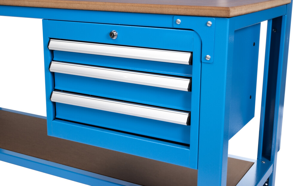 Établi avec 3 tiroirs, plan de travail en MDF et planche à outils