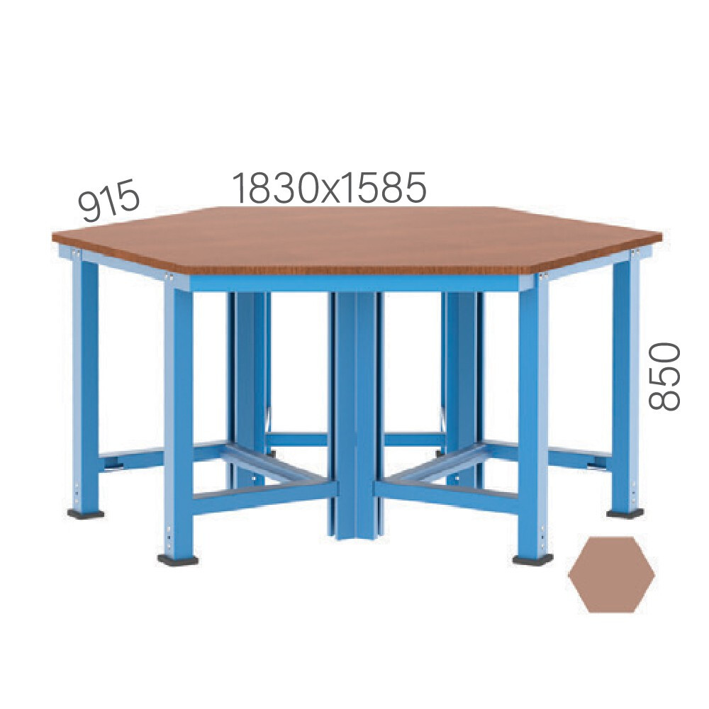 Zeshoekige werktafel met MDF werkblad
