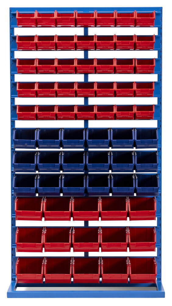 Rack à une face avec un mélange de 71 bacs d'empilage
