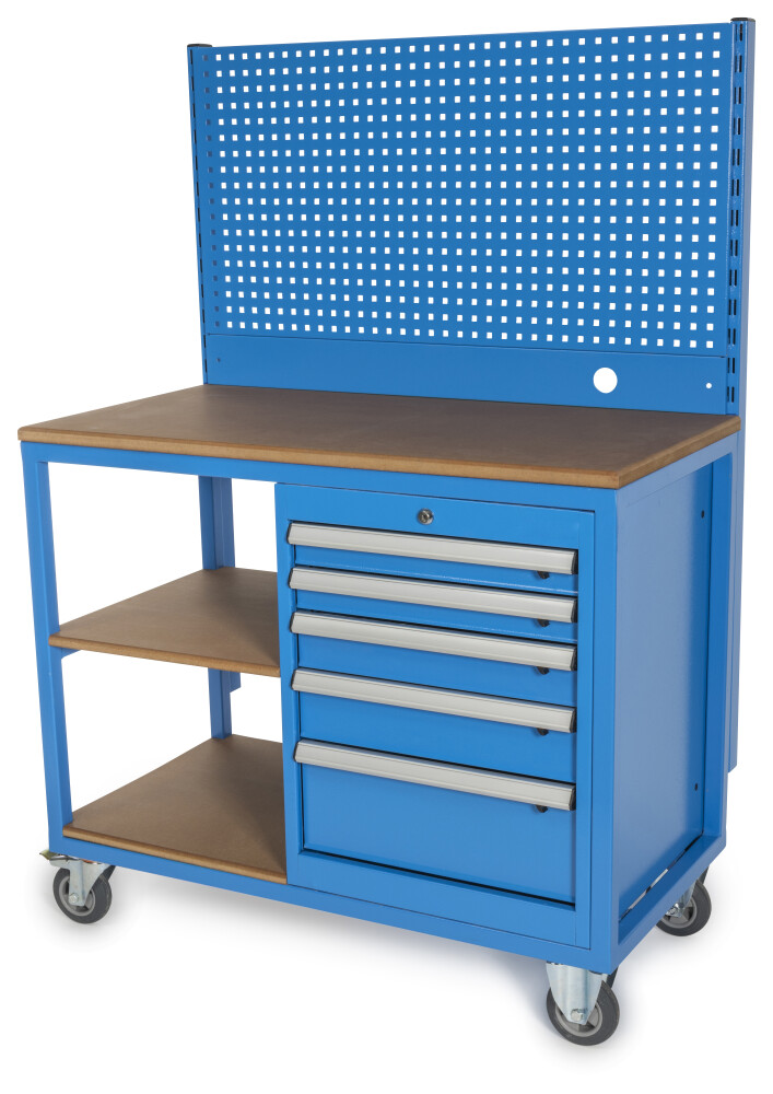 Mobiele werkbank met gereedschapswand