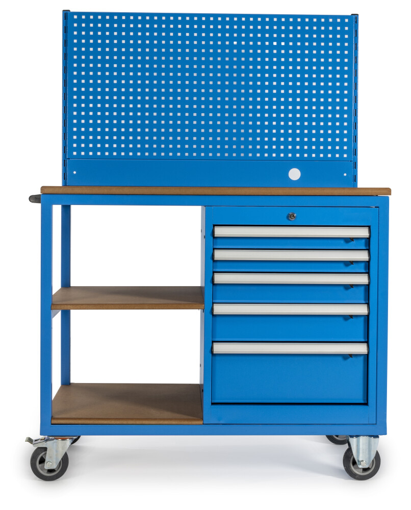 Mobiele werkbank met gereedschapswand