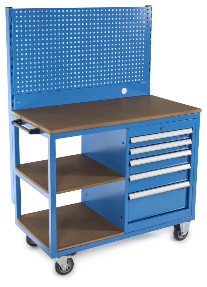 Mobiele werkbank met gereedschapswand