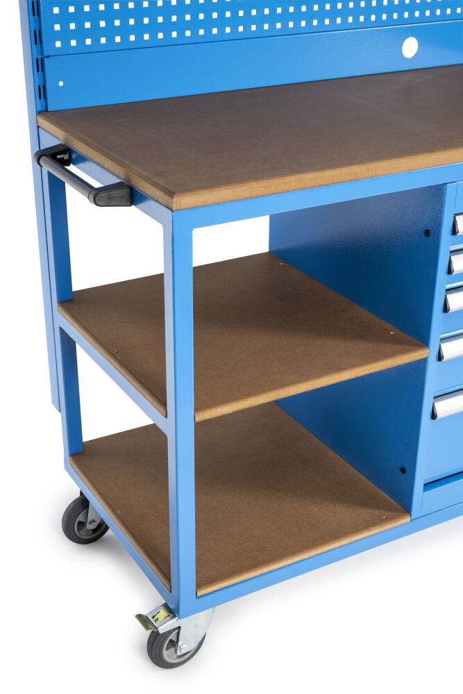 Mobiele werkbank met gereedschapswand