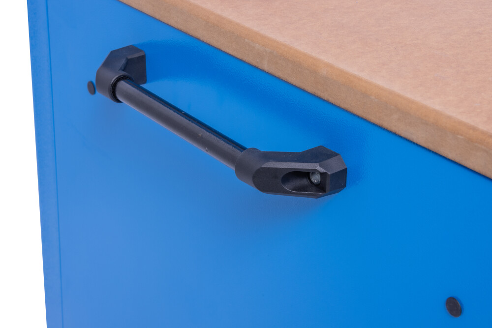 Mobile Werkbank mit Werkzeugwand mit 2,5 cm MDF-Arbeitsplatte