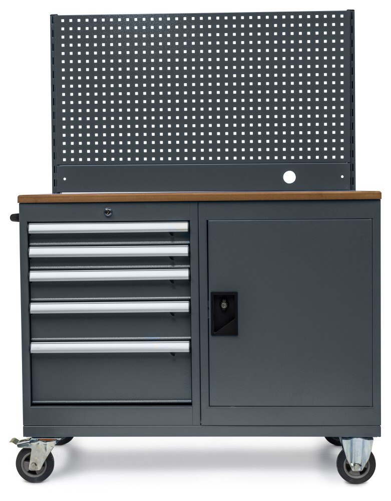 Mobiele werkbank met gereedschapswand