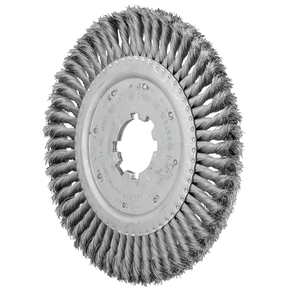 Wheel brush, knotted