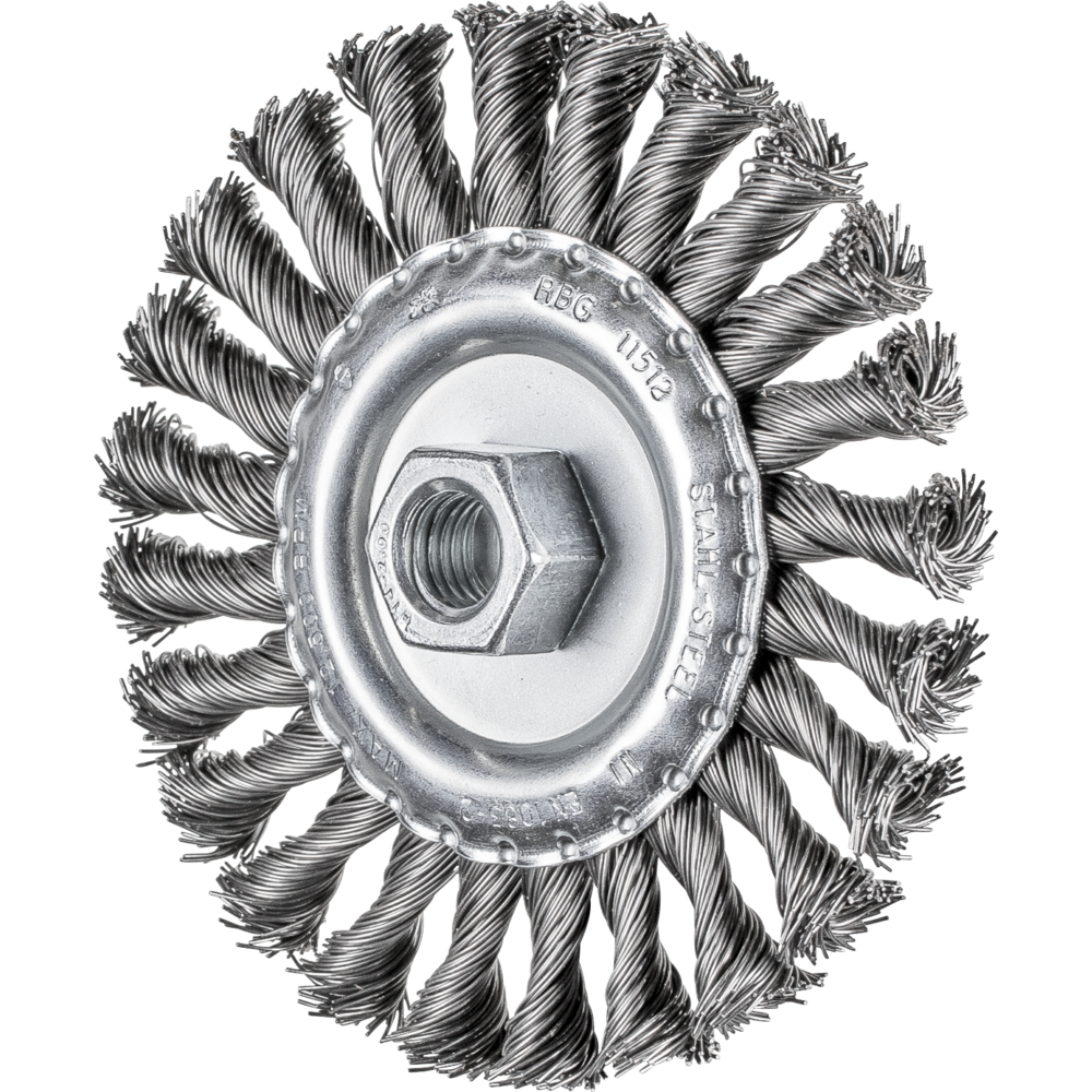 Wheel brush, knotted