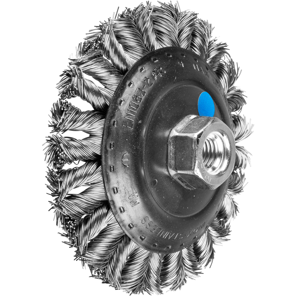 Threaded bevel brush, knotted