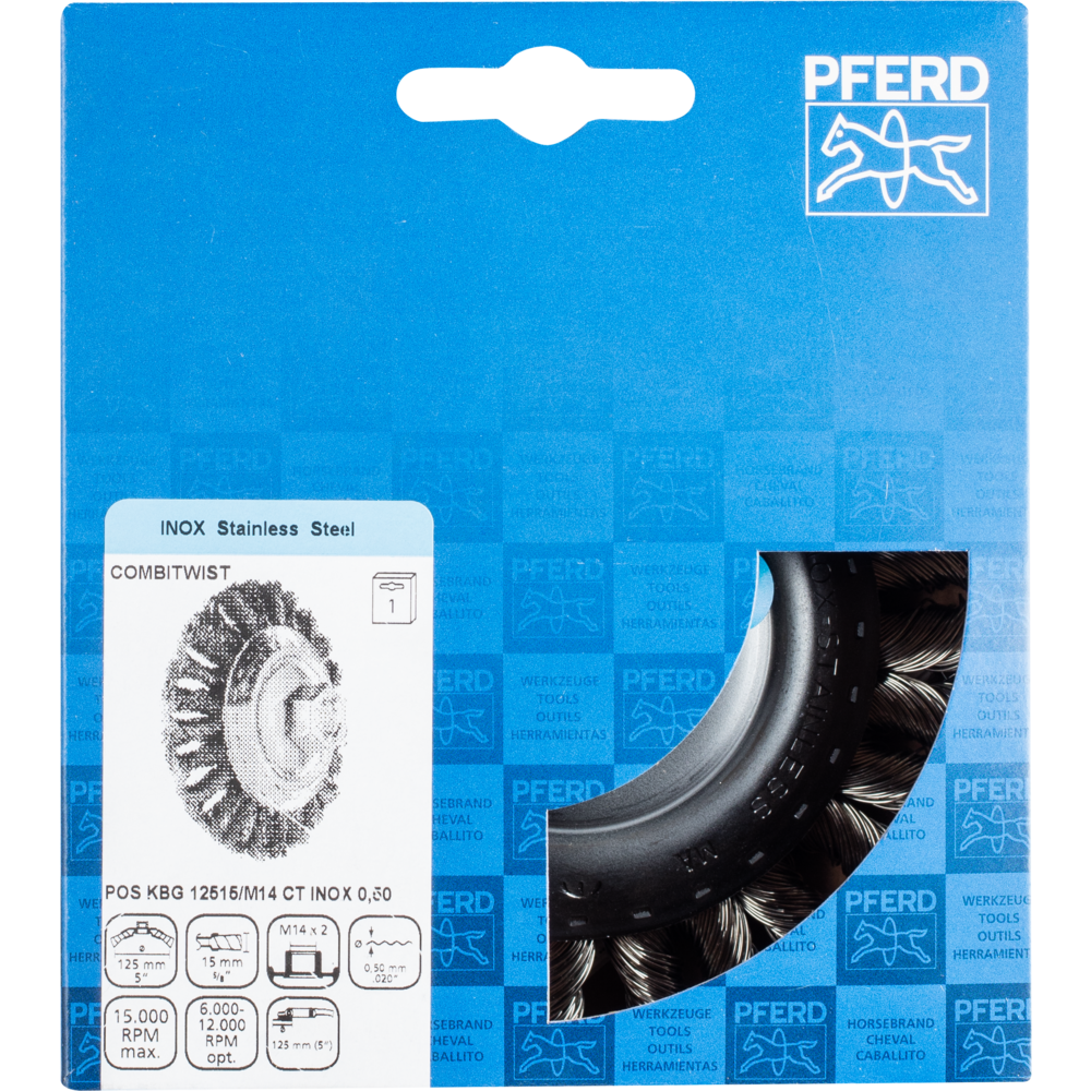 Threaded bevel brush, knotted