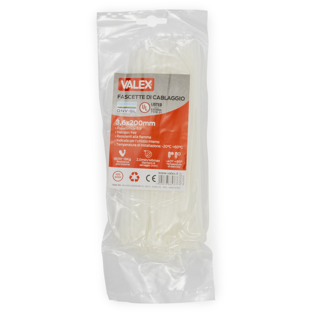 Unifix Fascette Cablaggio in Nylon Colore Giallo 200x3,6mm 100 pz