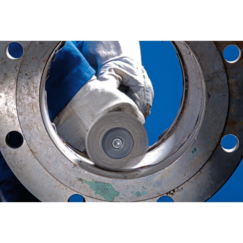 Shank mounted wheel brush, crimped