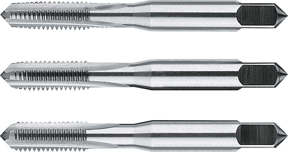 Tarauds à main HSS ISO 529 Jeu de 3 pièces, dans Unibox avec oeil de suspension