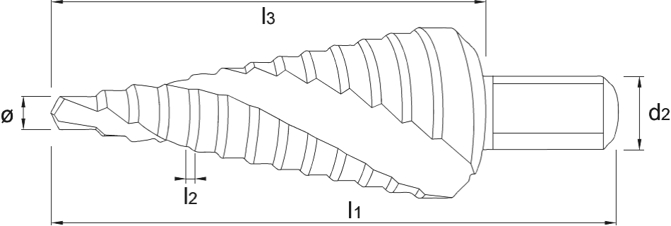 HSS Stufenbohrer spiralförmig, TiAlN