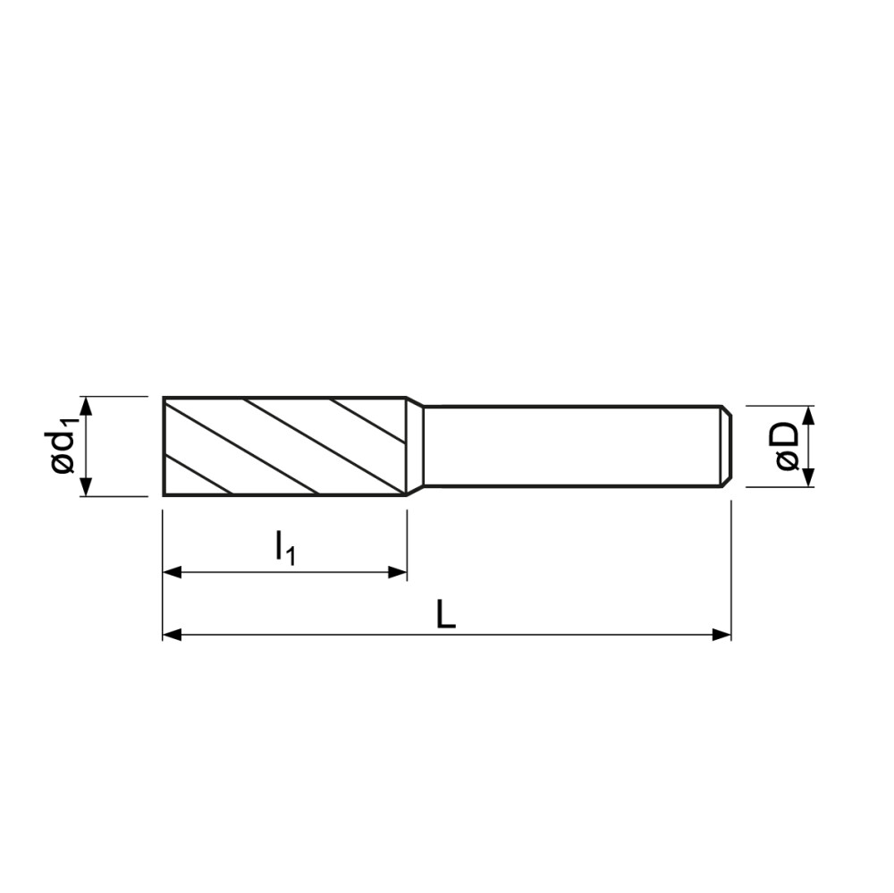 Solid carbide burr, cylinder with end cut