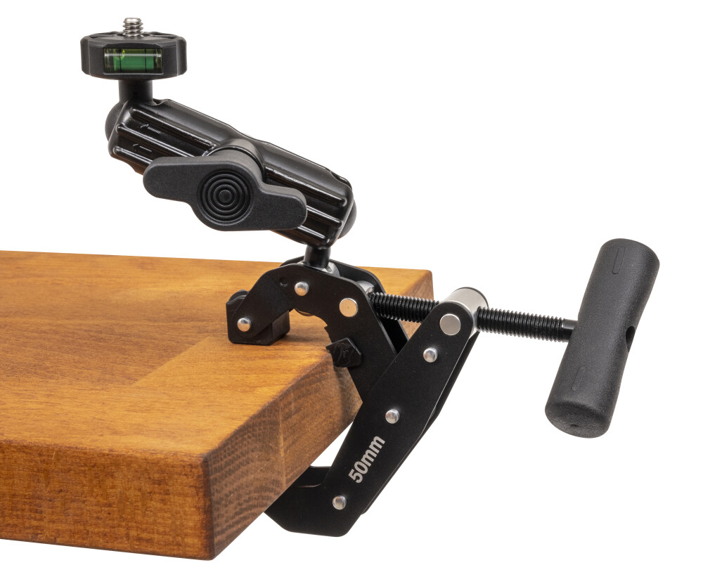 Pince en C avec bras de verrouillage pour support tablette/smartphone
