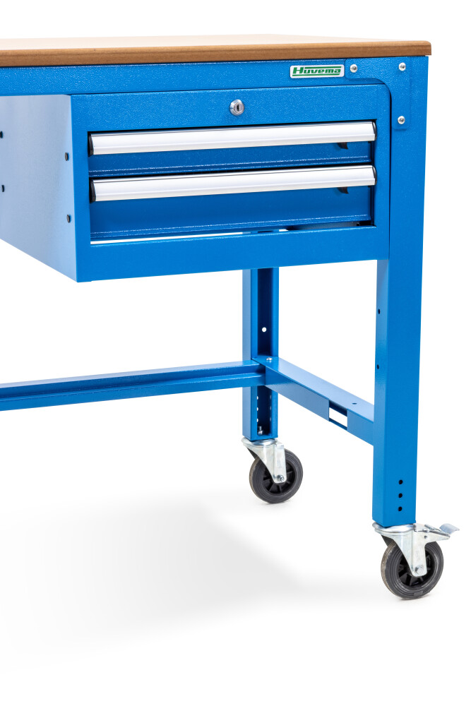 Arbeitstisch auf Rollen 150 x 70 cm mit MDF-Arbeitsplatte und 2 Schubladen 