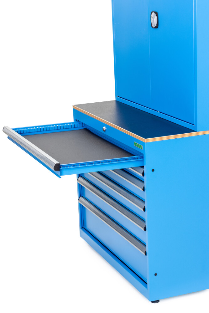 Armoire à matériel combinée 6 tiroirs et portes avec panneau à outils