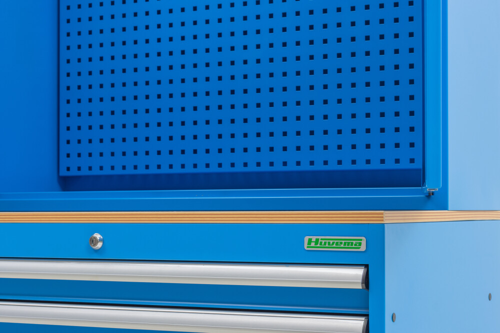 Armoire à matériel combinée 6 tiroirs et portes avec panneau à outils