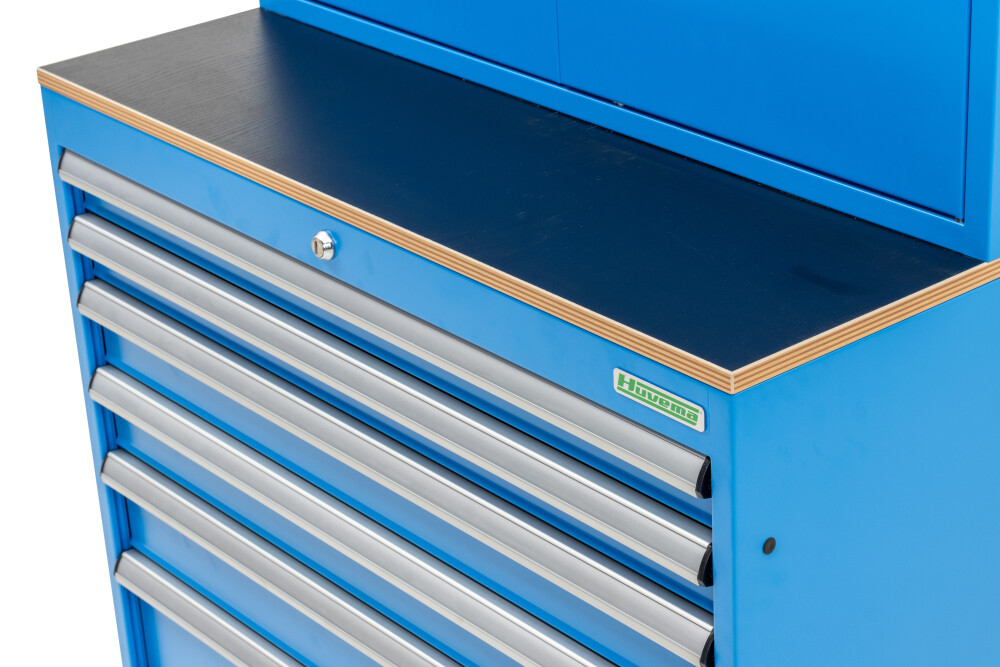 Armoire à matériel combinée 6 tiroirs et portes avec panneau à outils