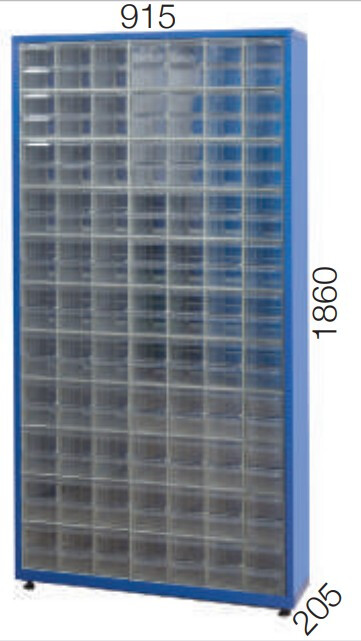 Cabinet with mixed plastic bins