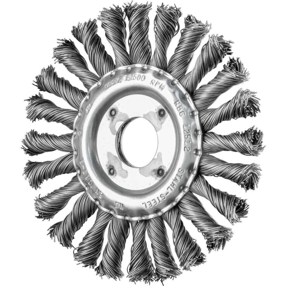 Wheel brush, knotted