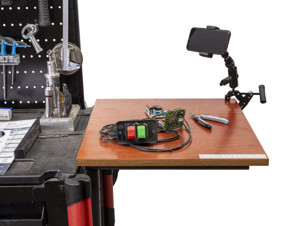 Pince en C avec bras de verrouillage pour support tablette/smartphone