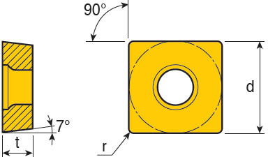 Positive Square inserts for finish to medium light          applications of steels & stainless steels with 7° clearance angle & excellent chip control