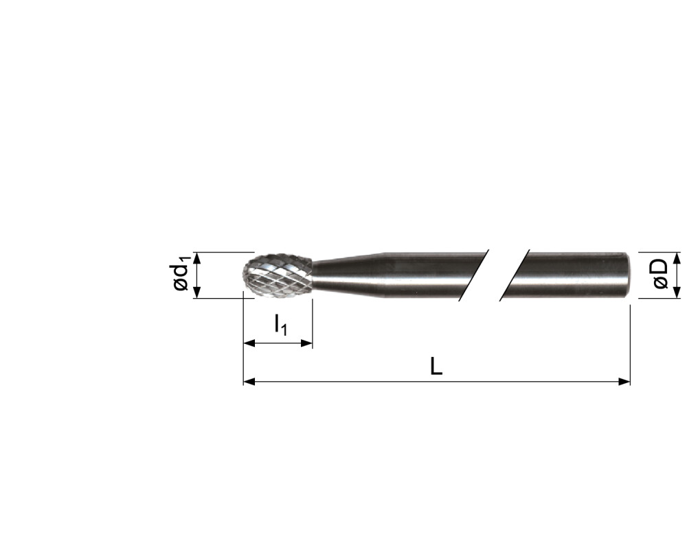 Carbide rotary burr, oval shape, extra long version