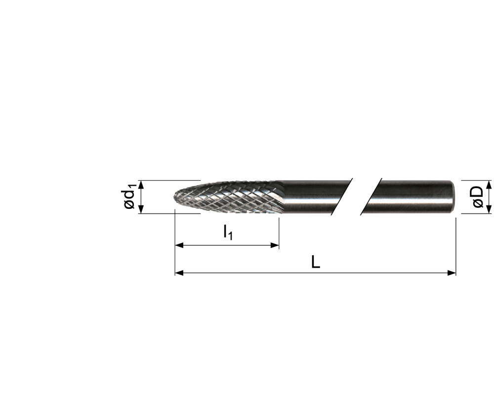 Hartmetall Frässtifte, Rundbogenform, extra lange
