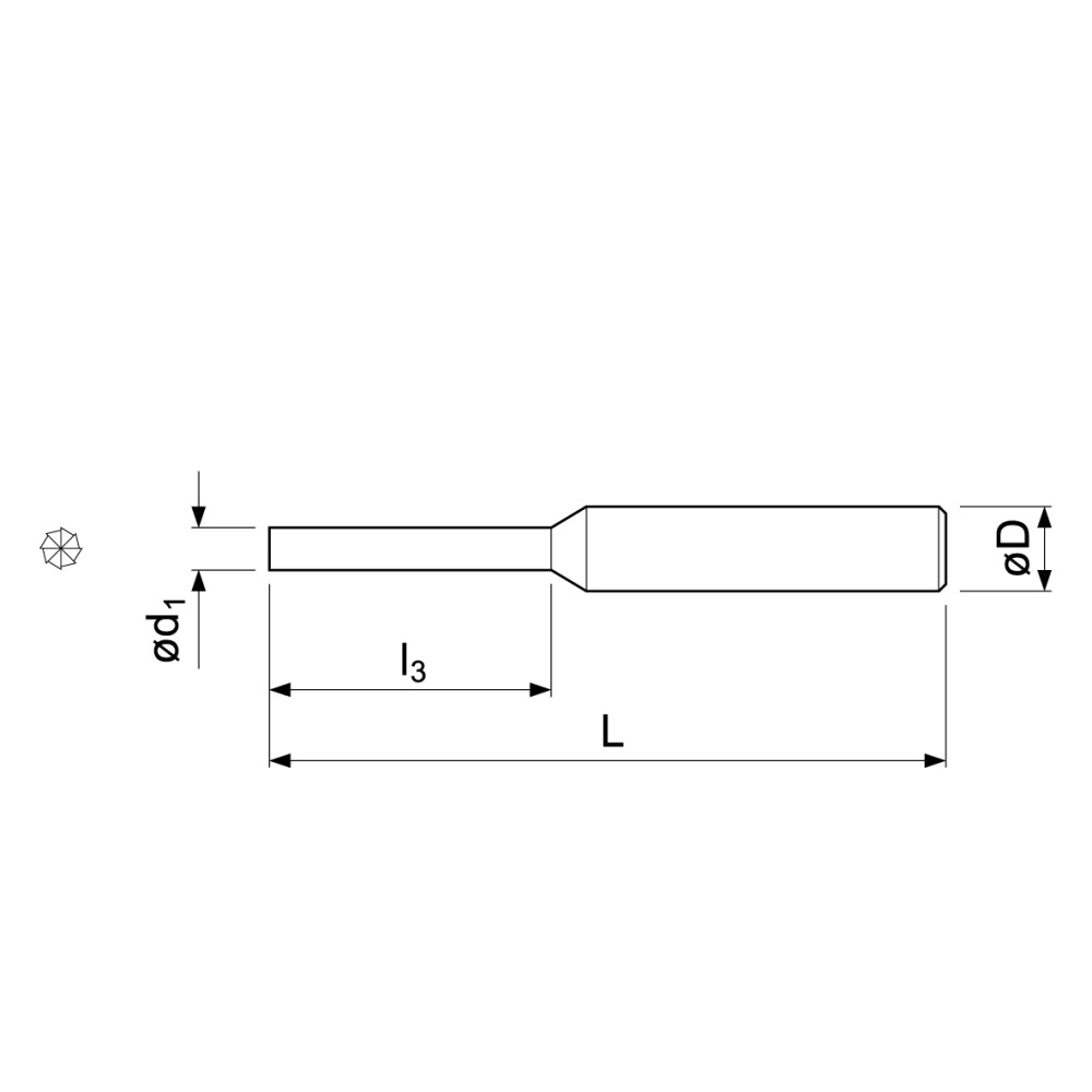 Carbide rotary burr cylinder, with end cut only