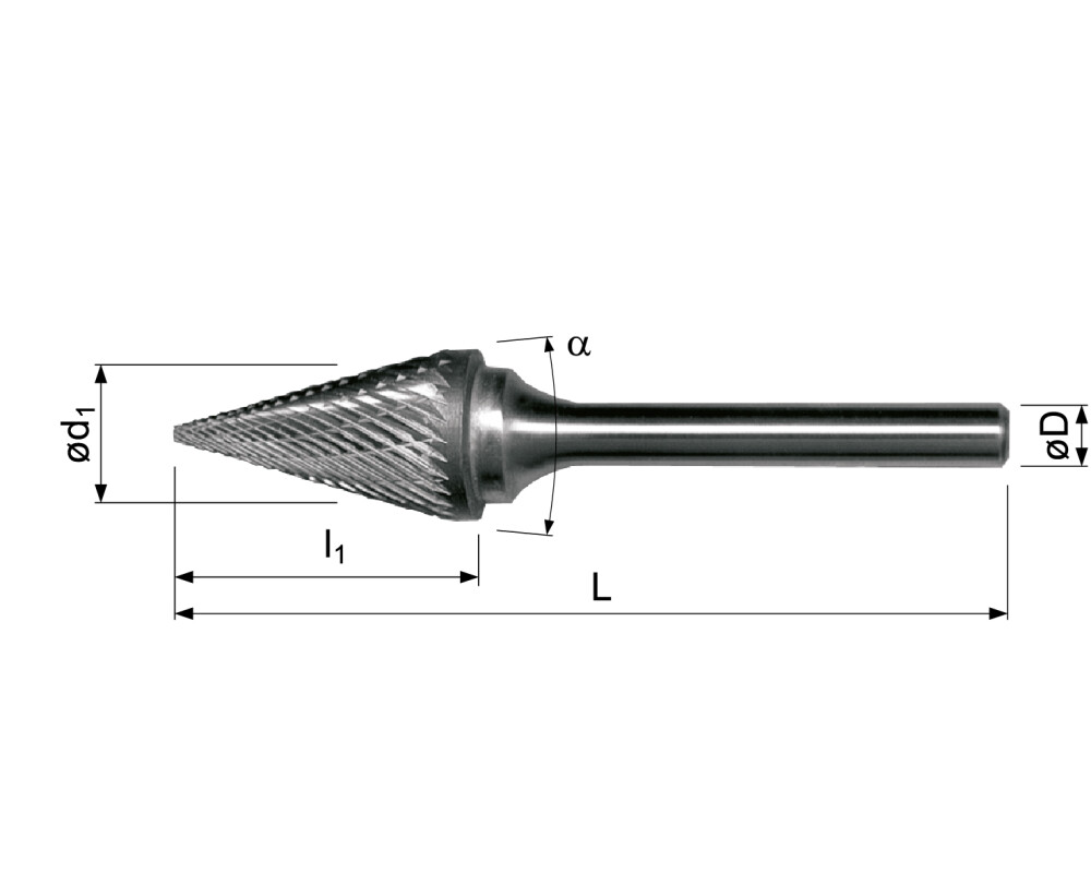 Hartmetall Frässtifte, Spitzkegelform