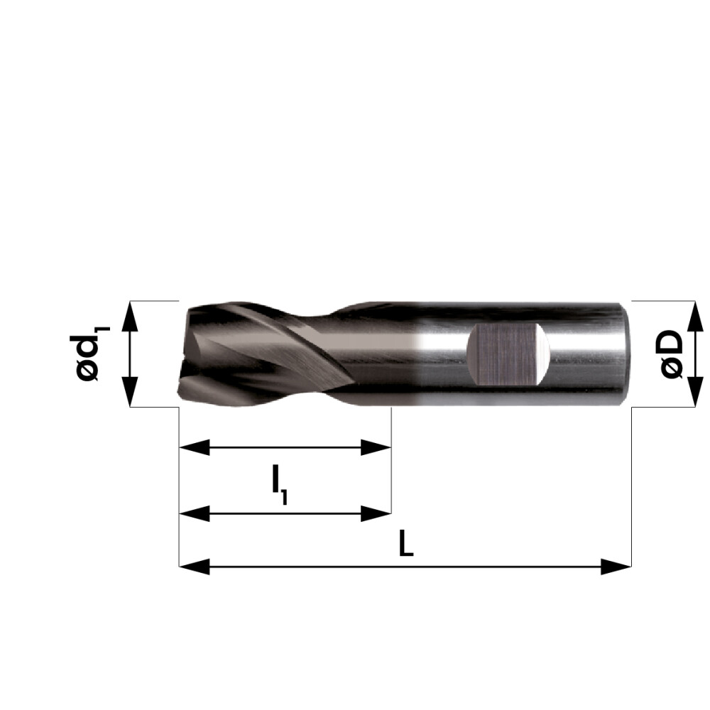 HSSE 2-snijder 12,0mm,TiAlN gecoat