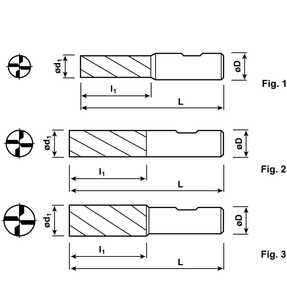 HSSE 4-snijder 12,0mm, TiAlN gecoat