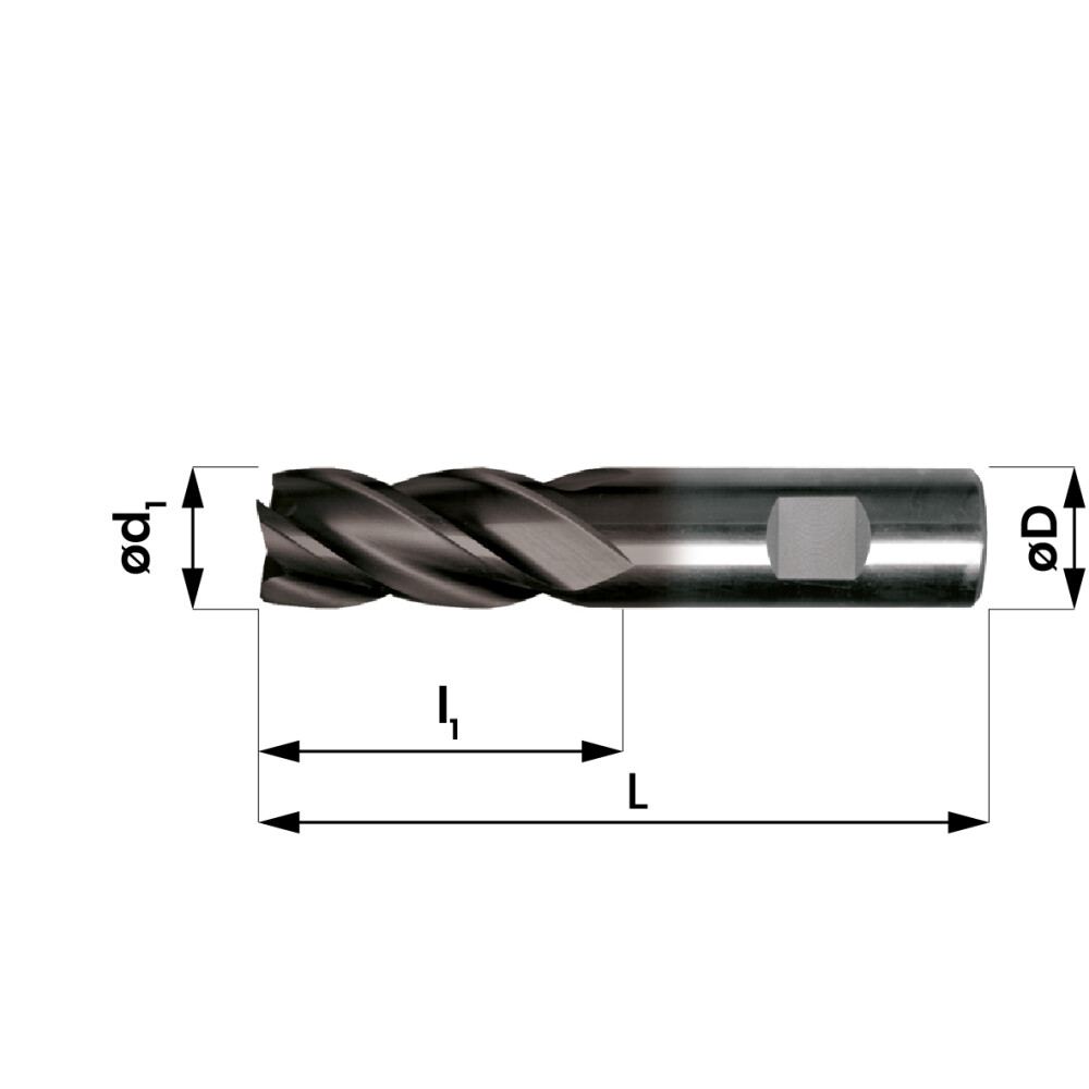 HSSE 4-snijder 12,0mm, TiAlN gecoat