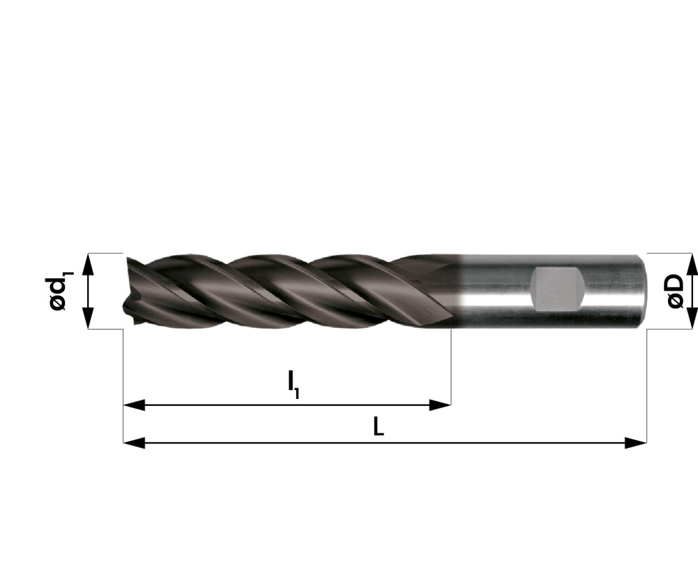HSSE 4-Schneider Lang 20,0mm, TiAlN beschichtet