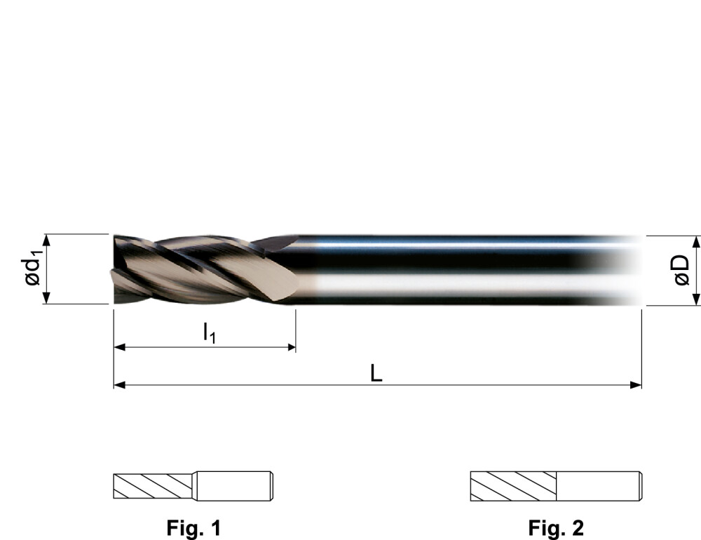 Fraises en carbure 4-dents 16,0mm, TiAlN revêtu