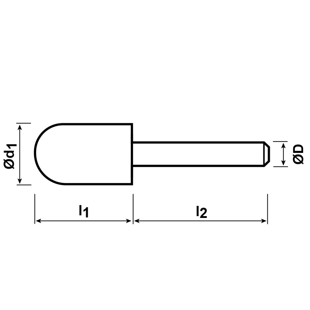 Mounted points STEEL EDGE, cylindrical with radius end type