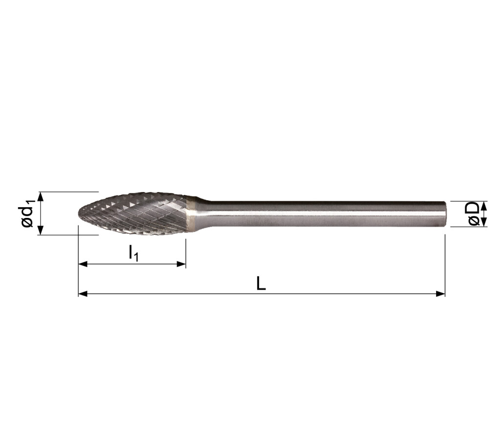 Fraises rotatives en carbure, forme de la flamme