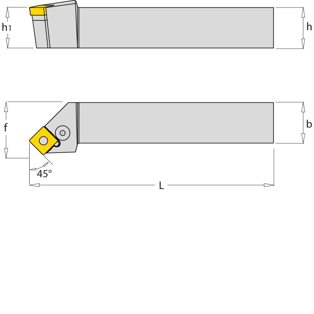 Drehmeissel, rechts, 45°