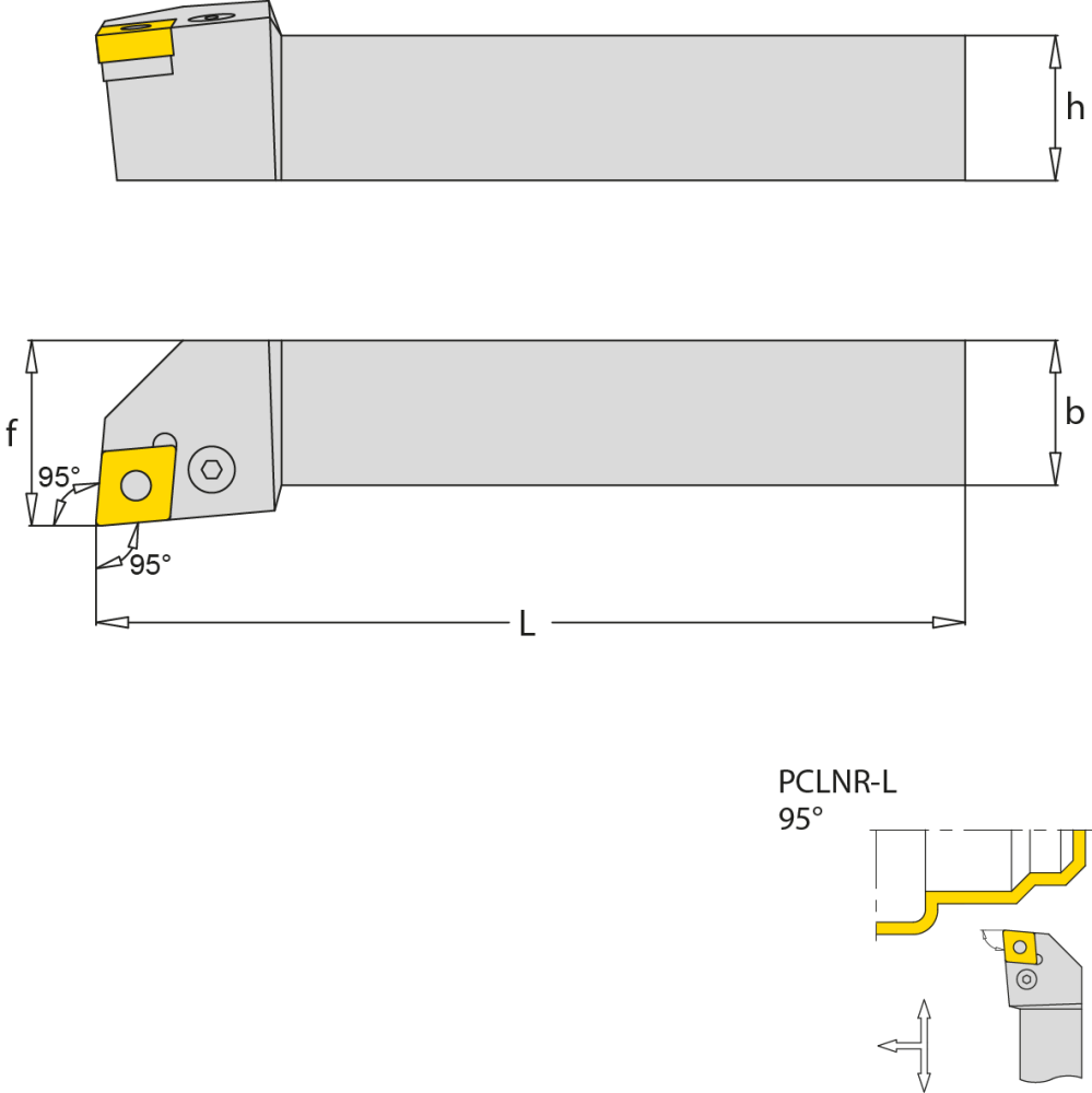 Turning toolholder, right, 95°