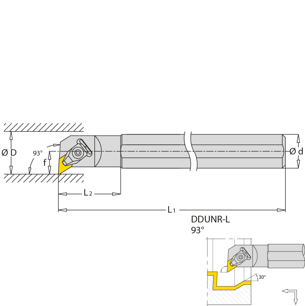 Boring bar, right, 93°