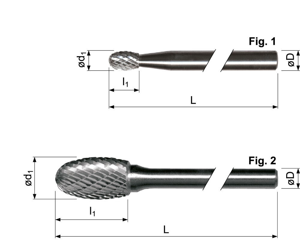 Hartmetall Frässtifte, Tropfenform, extra lange Ausführung