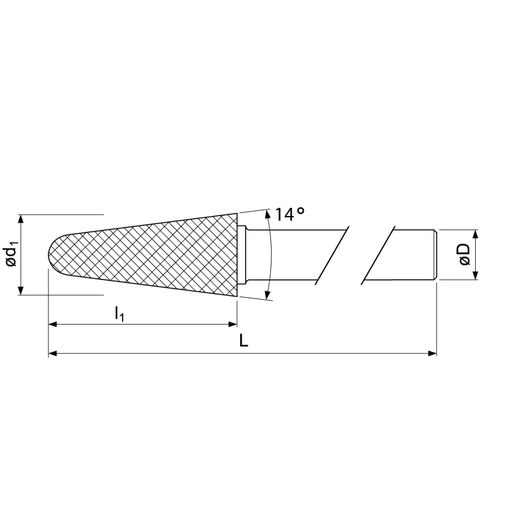 Hartmetall Frässtifte, Rundkegelform, extra Lange