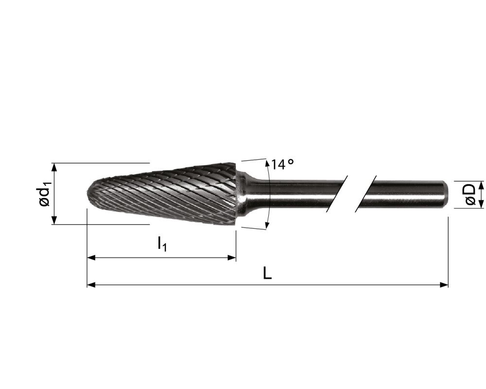 Hartmetall Frässtifte, Rundkegelform, extra Lange