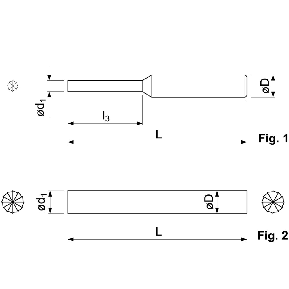 Carbide rotary burr cylinder, with end cut only