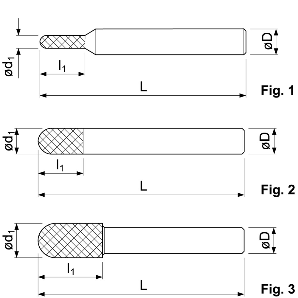 HM stiftfrees, cilindervorm met volle radius